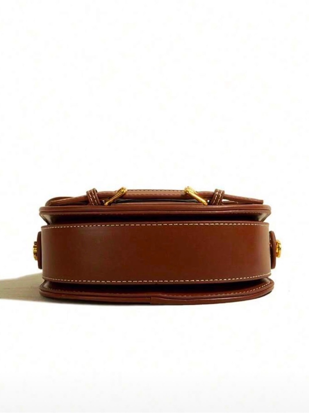 Brown & Cream Saddle Crossbody Bag with Top Handle - Picture 7 of 7